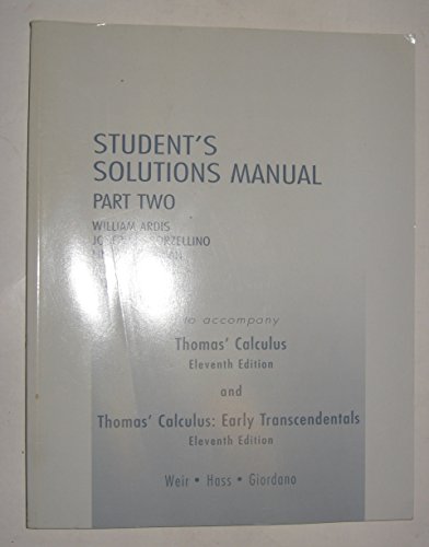 Imagen de archivo de Student Solutions Manual Part 2 for Thomas' Calculus a la venta por SecondSale