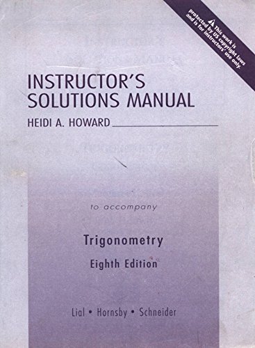 Stock image for Instructor's Solutions Manual - Trigonometry 8th Edition for sale by Booksavers of MD
