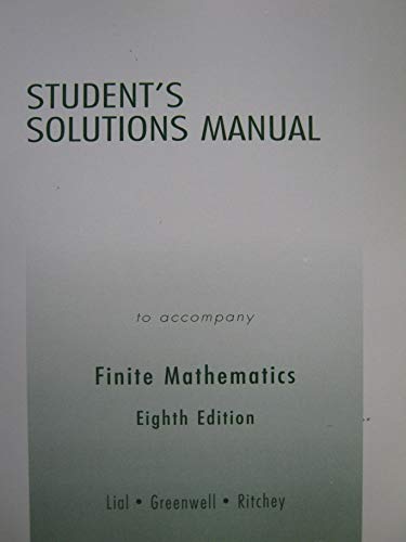 Imagen de archivo de Student Solutions Manual for Finite Mathematics a la venta por SecondSale