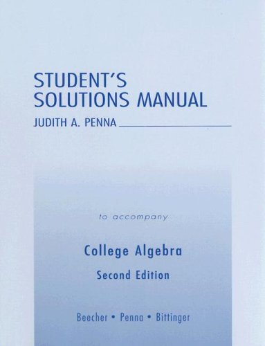 Imagen de archivo de Student's Solutions Manual to Accompany College Algebra a la venta por Wonder Book