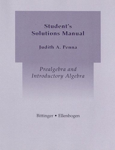 Beispielbild fr Prealgebra and Introductory Algebra Student's Solutions Manual zum Verkauf von HPB-Red