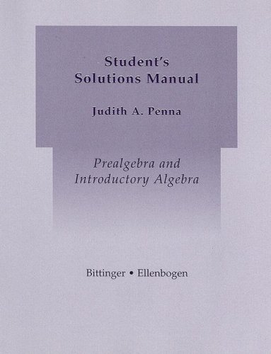 Imagen de archivo de Prealgebra and Introductory Algebra Student's Solutions Manual a la venta por HPB-Red