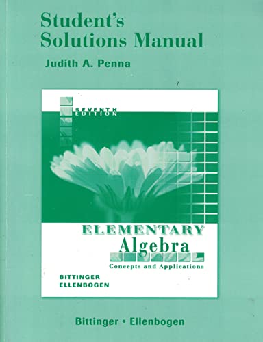 Stock image for Student Solutions Manual for Elementary Algebra: Concepts and Applications for sale by ThriftBooks-Atlanta