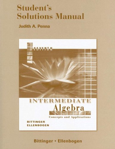 Beispielbild fr Student's Solutions Manual Intermediate Algebra: Concepts & Applications zum Verkauf von BookHolders