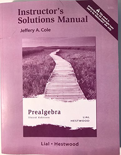 Instructor's Solutions Manual (9780321279347) by Jeffery A. Cole; Margaret L. Lial; Diana L. Hestwood