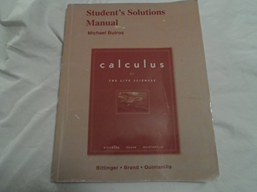 9780321286055: Calculus for the Life Sciences - Student's Solutions Manual