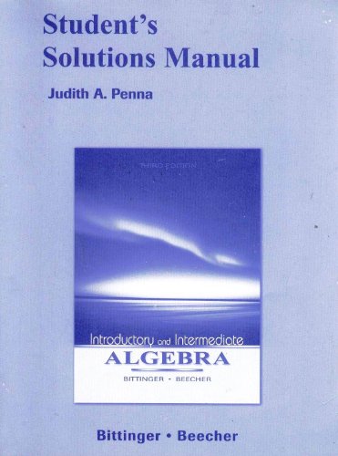 Imagen de archivo de Introductory and Intermediate Algebra: Student's Solutions Manual a la venta por ThriftBooks-Dallas