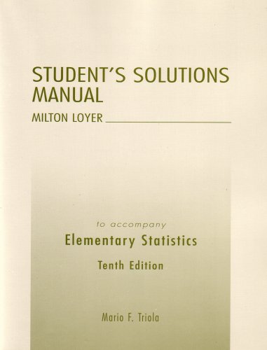 Beispielbild fr Elementary Statistics:Elementary Statistics Student's Solutions Manual (10th Edition) zum Verkauf von SecondSale