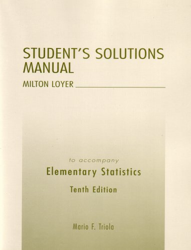 Imagen de archivo de Elementary Statistics:Elementary Statistics Student's Solutions Manual (10th Edition) a la venta por SecondSale