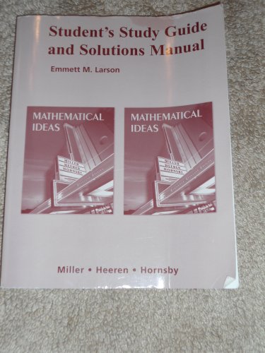 Beispielbild fr Student Study Guide And Solutions Manual For Mathematical Ideas ; 9780321369710 ; 0321369718 zum Verkauf von APlus Textbooks