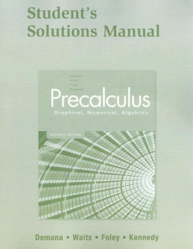 Imagen de archivo de Student Solutions Manual for Precalculus: Graphical, Numerical, Algebraic a la venta por St Vincent de Paul of Lane County