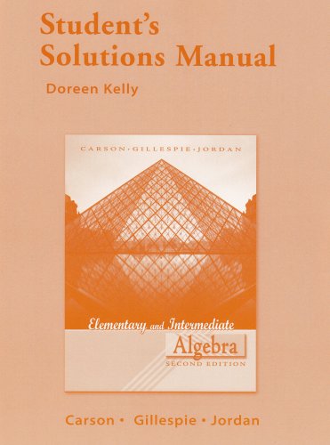 Imagen de archivo de Student Solutions Manual for Elementary and Intermediate Algebra a la venta por HPB-Red