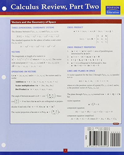 Addison-Wesley's Calculus Review, Part 2 (9780321398406) by Hass, Joel; Weir, Maurice D.