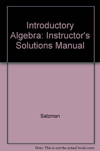 Introductory Algebra: Instructor's Solutions Manual (9780321403308) by Miller; Lial; Salzman