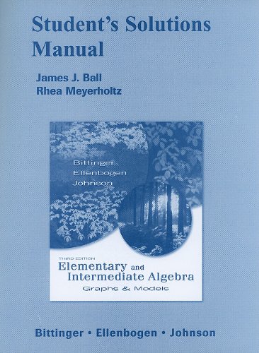 Beispielbild fr Student Solutions Manual for Elementary and Intermediate Algebra: Graphs & Models zum Verkauf von HPB-Red