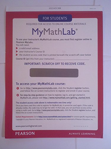 9780321431301: MyLab Math -- Glue-in Access Card