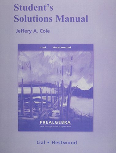 Imagen de archivo de Student Solutions Manual for Prealgebra: An Integrated Approach a la venta por SecondSale