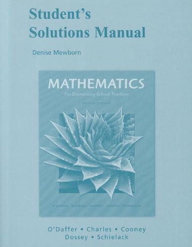 Beispielbild fr Student Solutions Manual for Mathematics for Elementary School Teachers zum Verkauf von Irish Booksellers