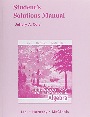 Imagen de archivo de Student Solutions Manual for Beginning and Intermediate Algebra a la venta por Old Friends Books