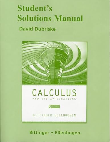 9780321450562: Student Solutions Manual for Calculus and Its Applications