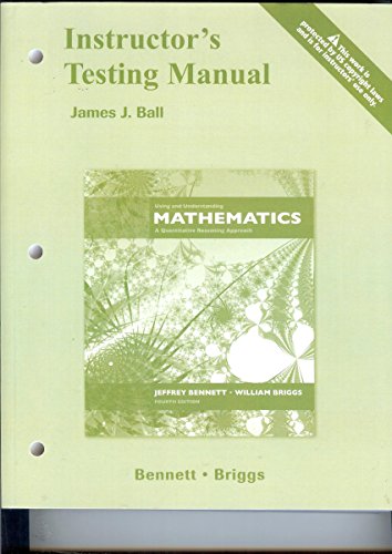 Beispielbild fr Instructor Testing Manual to Using and Understanding Mathematics : A Quantitative Reasoning Approach zum Verkauf von Better World Books