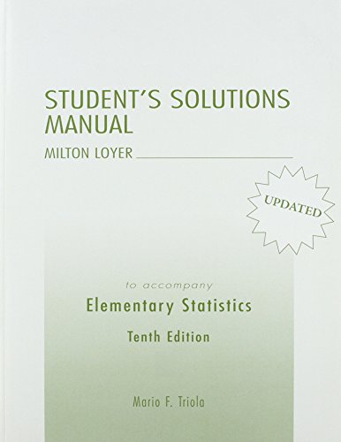 Imagen de archivo de Student's Solutions Manual to Accompany Elementary Statistics Tenth Edition a la venta por SecondSale