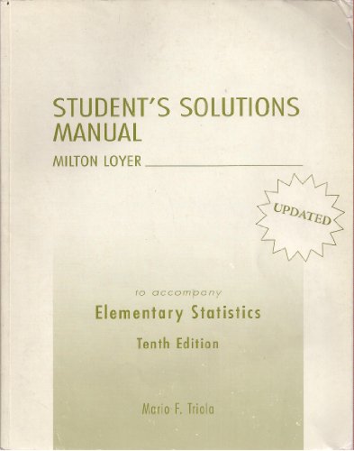 9780321470409: Student's Solutions Manual to Accompany Elementary Statistics Tenth Edition