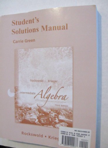 Imagen de archivo de Student Solutions Manual for Intermediate Algebra with Applications & Visualization a la venta por ThriftBooks-Atlanta