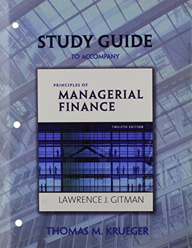 Imagen de archivo de Study Guide for Principles of Managerial Finance a la venta por Better World Books