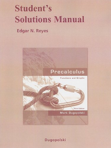 Imagen de archivo de Student Solutions Manual For Precalculus: Functions And Graphs ; 9780321535436 ; 032153543X a la venta por APlus Textbooks