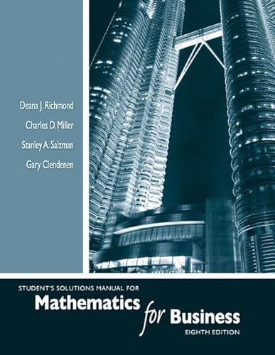 Imagen de archivo de Student's Solutions Manual for Mathematics for Business a la venta por Bookmans