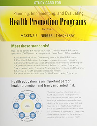 Beispielbild fr Study Card for Planning, Implementing, and Evaluating Health Promotion Programs: A Primer (Integrated Component) zum Verkauf von Wonder Book