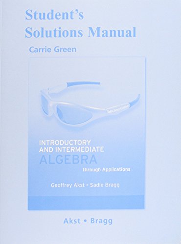 Stock image for Student Solutions Manual for Introductory and Intermediate Algebra through Applications for sale by Irish Booksellers