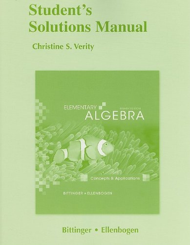 Beispielbild fr Student Solutions Manual for Elementary Algebra: Concepts and Applications zum Verkauf von SecondSale