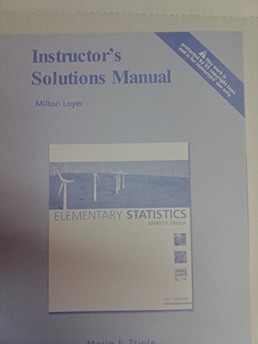 Imagen de archivo de Instructor's Solution Manual - Elementary Statistics a la venta por HPB-Red