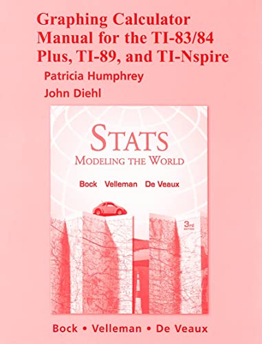 Beispielbild fr Graphing Calculator Manual for Stats : Modeling the World zum Verkauf von Better World Books