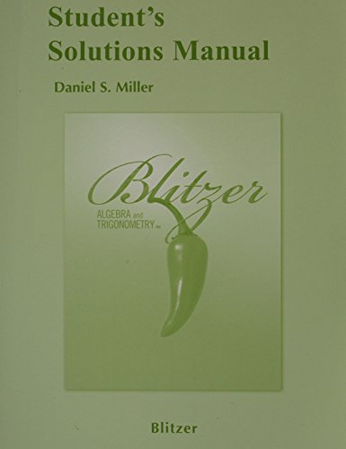 Imagen de archivo de Student's Solutions Manual for Algebra and Trigonometry a la venta por BookHolders