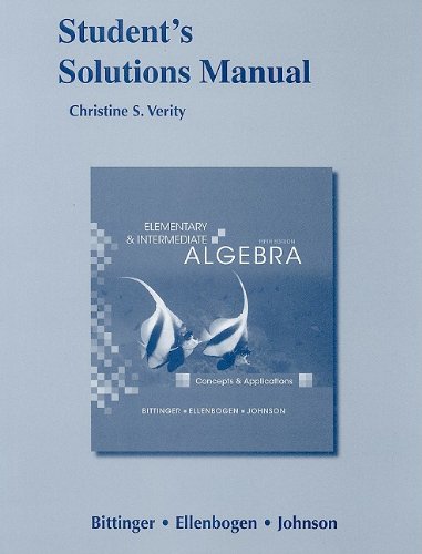 Imagen de archivo de Student's Solutions Manual for Elementary and Intermediate Algebra: Concepts and Applications a la venta por BookHolders