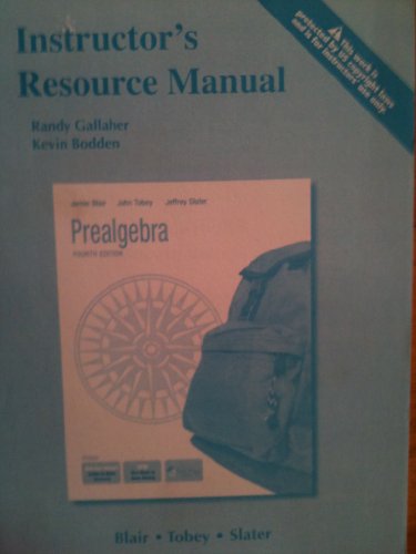 Beispielbild fr Instructor's Resource Manual (Prealgebra) zum Verkauf von The Book Cellar, LLC