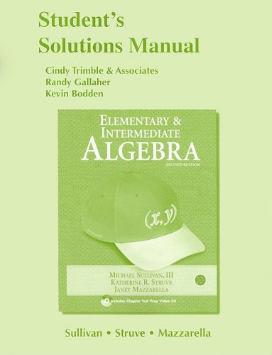 Imagen de archivo de Student Solutions Manual for Elementary & Intermediate Algebra a la venta por Reliant Bookstore