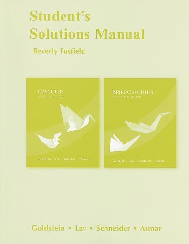 Beispielbild fr Student's Solutions Manual for Calculus and Its Applications and Brief Calculus and Its Applications zum Verkauf von BookHolders