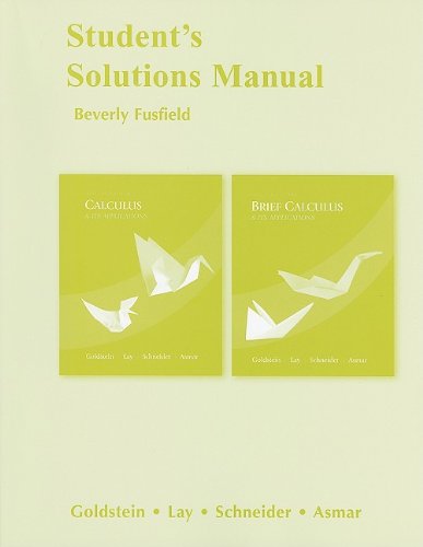 Imagen de archivo de Student's Solutions Manual for Calculus and Its Applications and Brief Calculus and Its Applications a la venta por BookHolders