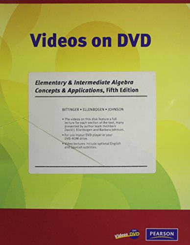 Imagen de archivo de Videos on DVD for Elementary and Intermediate Algebra: Concepts and Applications a la venta por BooksRun