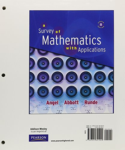 Beispielbild fr Survey of Mathematics with Applications (Looseleaf/Binder Ready Version) zum Verkauf von BookHolders