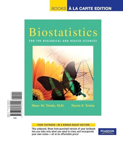 Beispielbild fr Biostatistics for Health and Biological Science, Books a la Carte Edition zum Verkauf von Better World Books