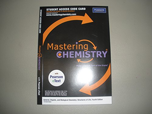 Stock image for MasteringChemistry with Pearson eText -- Valuepack Access Card -- for General, Organic, and Biological Chemistry: Structures of Life (ME Component) for sale by HPB-Red