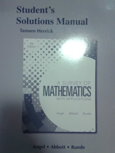 Stock image for Student Solutions Manual for A Survey of Mathematics with Applications for sale by Your Online Bookstore