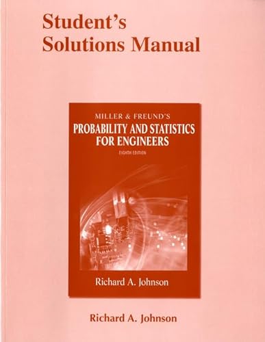 Miller & Freund's Probability and Statistics for Engineers, Student's Solutions Manual (9780321641694) by Johnson, Richard A.; Miller, Irwin; Freund, John