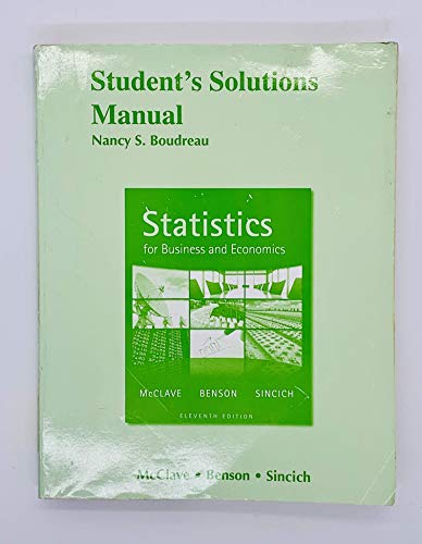 Stock image for Student Solutions Manual for Statistics for Business and Economics for sale by Irish Booksellers