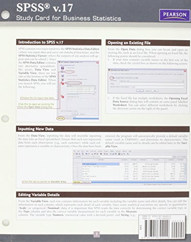 SPSS v. 17 Study Card for Business Statistics (9780321644220) by [???]